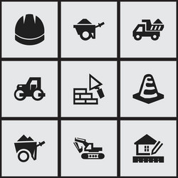 set of 9 editable building icons includes symbols vector image