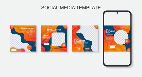 set of editable minimal square banner template vector image