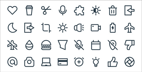user interface line icons linear set quality vector image