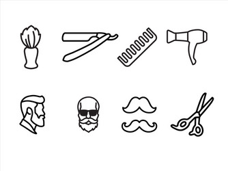 Barbershop icons set barber symbol silhouettes vector