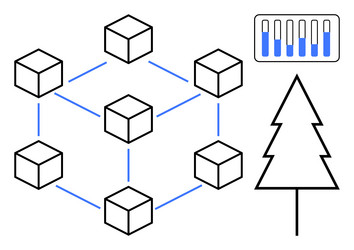 blockchain network with sustainable environment vector image