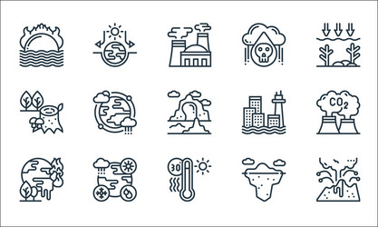 climate change line icons linear set quality vector image