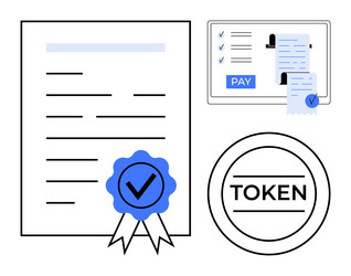 digital document verification and payment process vector image