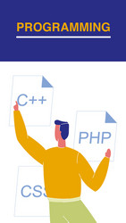 Programming flat brochure flyer with text vector