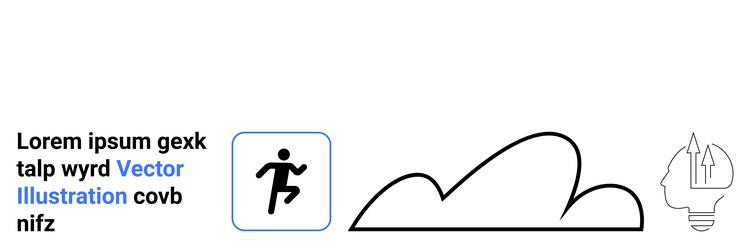 running figure cloud element and abstract head vector image