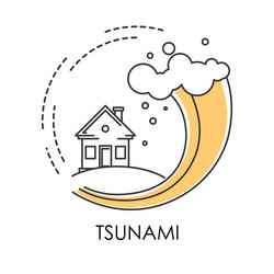 tsunami isolated icon wave covering house flood vector