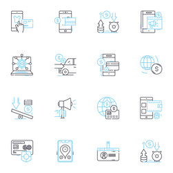 virtual transaction linear icons set vector