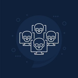 botnet icon network with bots line vector image