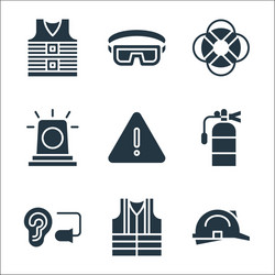flat rescue and protective line icons linear set vector image