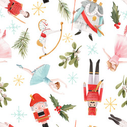 Nutcracker Winter Ballet Pattern vector image