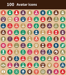 avatar 100 icons universal set for web and ui vector image