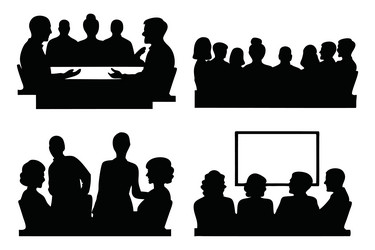 business meeting silhouettes set isolated flat Vector Image