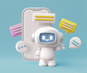 chatbot and smartphone with speech bubbles in 3d vector image