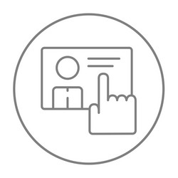 hand pushing touch screen button line icon vector image