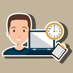 man with computer isolated icon design vector image