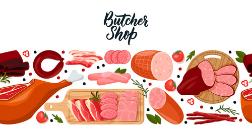 meat products seamless horizontal background Vector Image