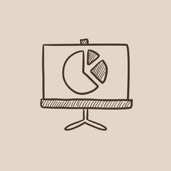 roller screen with the pie chart sketch icon vector image