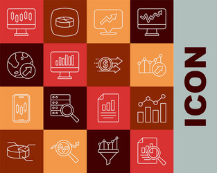 set line document with graph chart financial vector image
