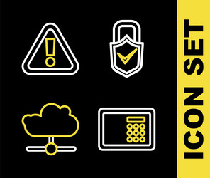 set line lock and check mark safe network cloud vector image