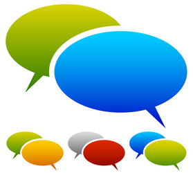 Two overlapping speech talk bubbles in more color vector