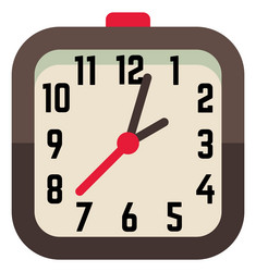 Alarm time device with square clock face flat vector