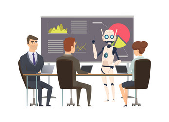 robotization robot makes presentation at business vector image