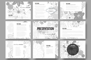 set of 9 templates for presentation slides hand vector