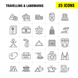 Travelling and landmarks line icon for web print vector