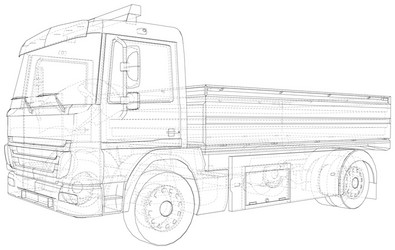 Wire-frame flatbed truck the layers vector