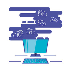 cloud computing network with desktop vector image