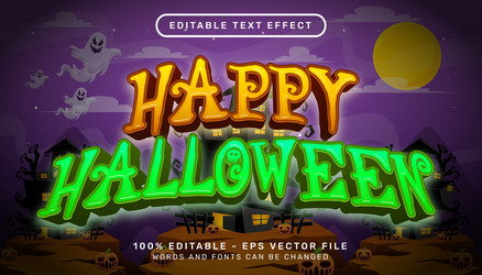 happy halloween 3d text effect and editable vector image