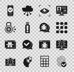 set fingerprint system bug on monitor graphic vector image