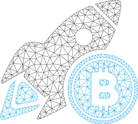 bitcoin rocket mesh wire frame model vector image