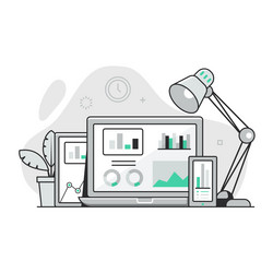 marketing data analysis business line art concept vector