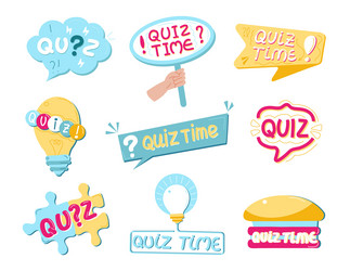 quiz time label featuring a question mark ideal vector image