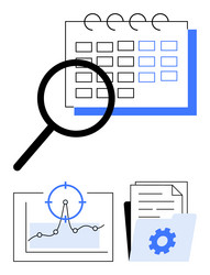 scheduling data analysis and document management vector image