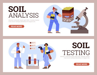 Soil testing and analysis web banners set flat vector