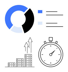 time management and data analysis with pie chart vector image
