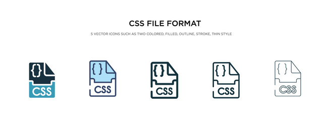 css file format icon in different style two vector image