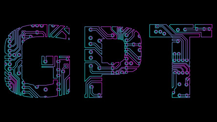 gpt text outline from pcb tracks isolated vector image