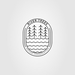 Wilderness pine tree linear logo design Royalty Free Vector