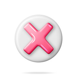 3d wrong button in round shape vector image