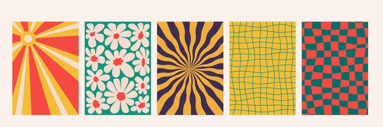 abstract groovy backgrounds set of psychedelic vector image