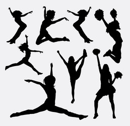 Cheerleader Silhouette - Action Shot Vector Image