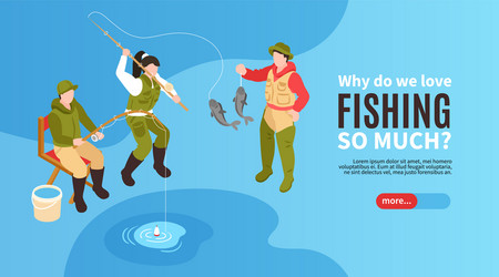 fishing friends horizontal banner Vector Image