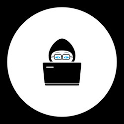 hacker computer man behind laptop working icon vector image