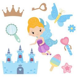 fairy with magic design elements vector image