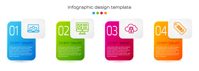 set line web development ui or ux design cloud vector image
