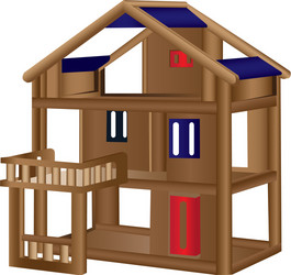 Wood doll house vector