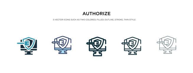 authorize icon in different style two colored vector image